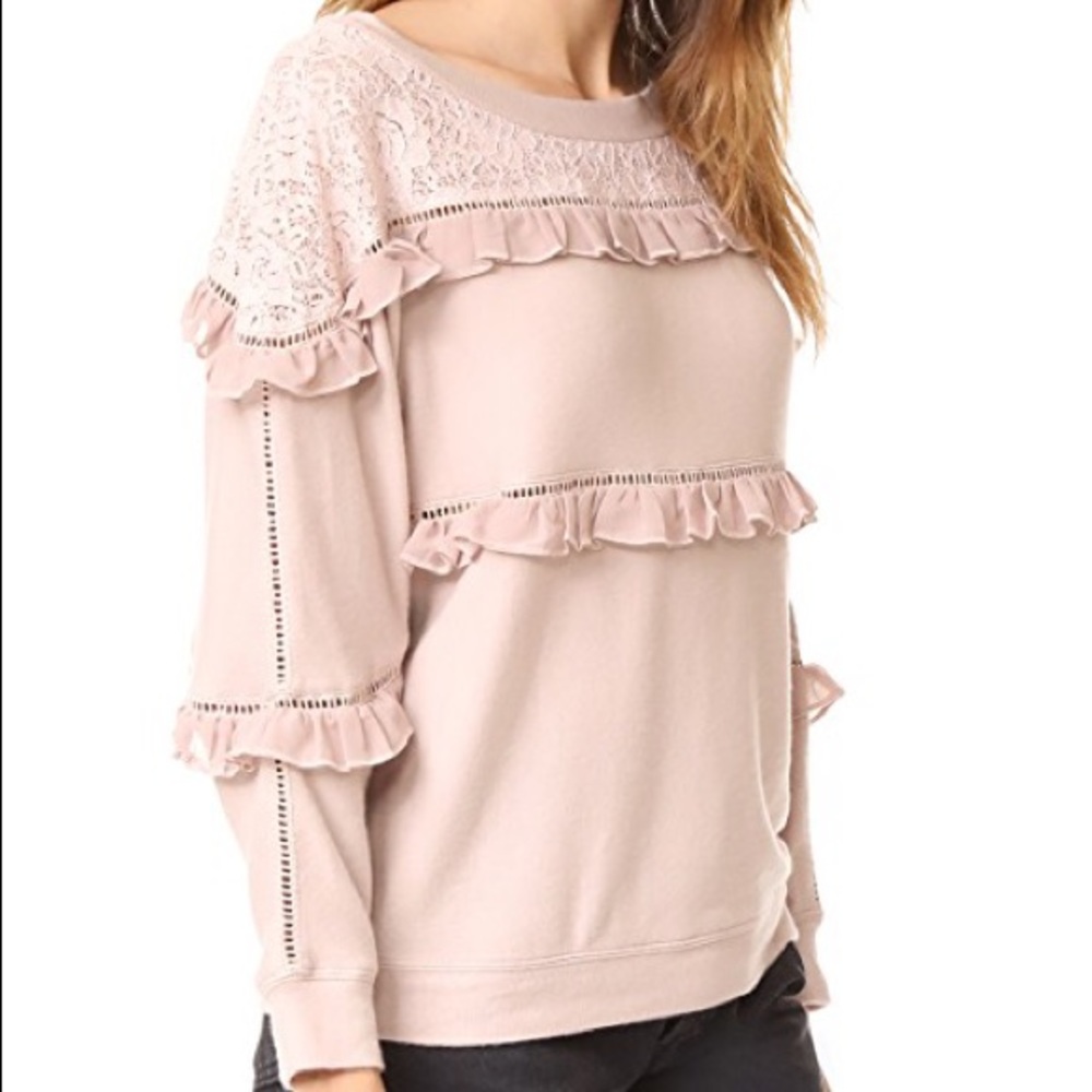 🌪 LOVE SAM GRAY Ruffled Off Shoulder Pullover 🌪 - Picture 4 of 8